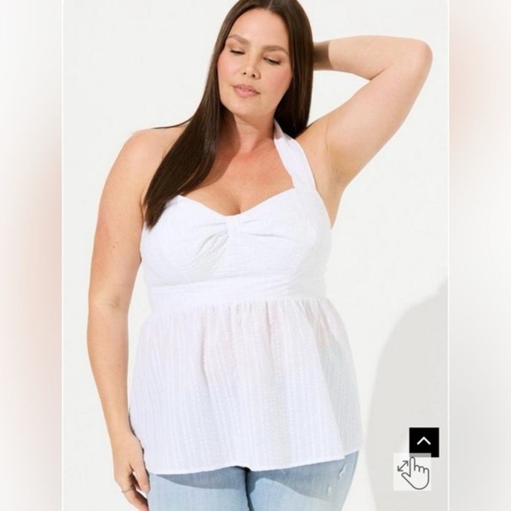 Torrid Seersucker Sweetheart Cut‎ Out Halter Tank Top NEW NWT Size 0/L/12